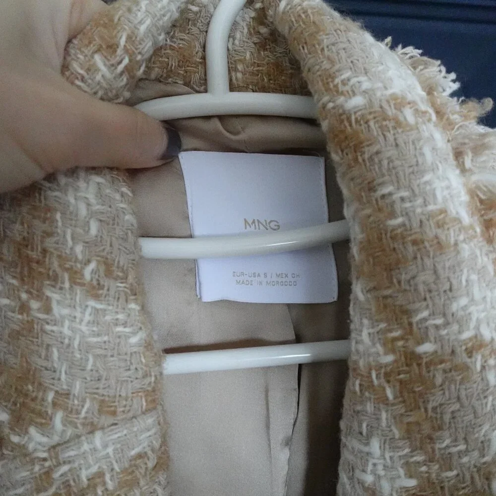 Mango Tweed Jacket Blazer With Jewel Button S - Picture 2 of 7